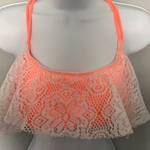 Coral and White Swimsuit Top